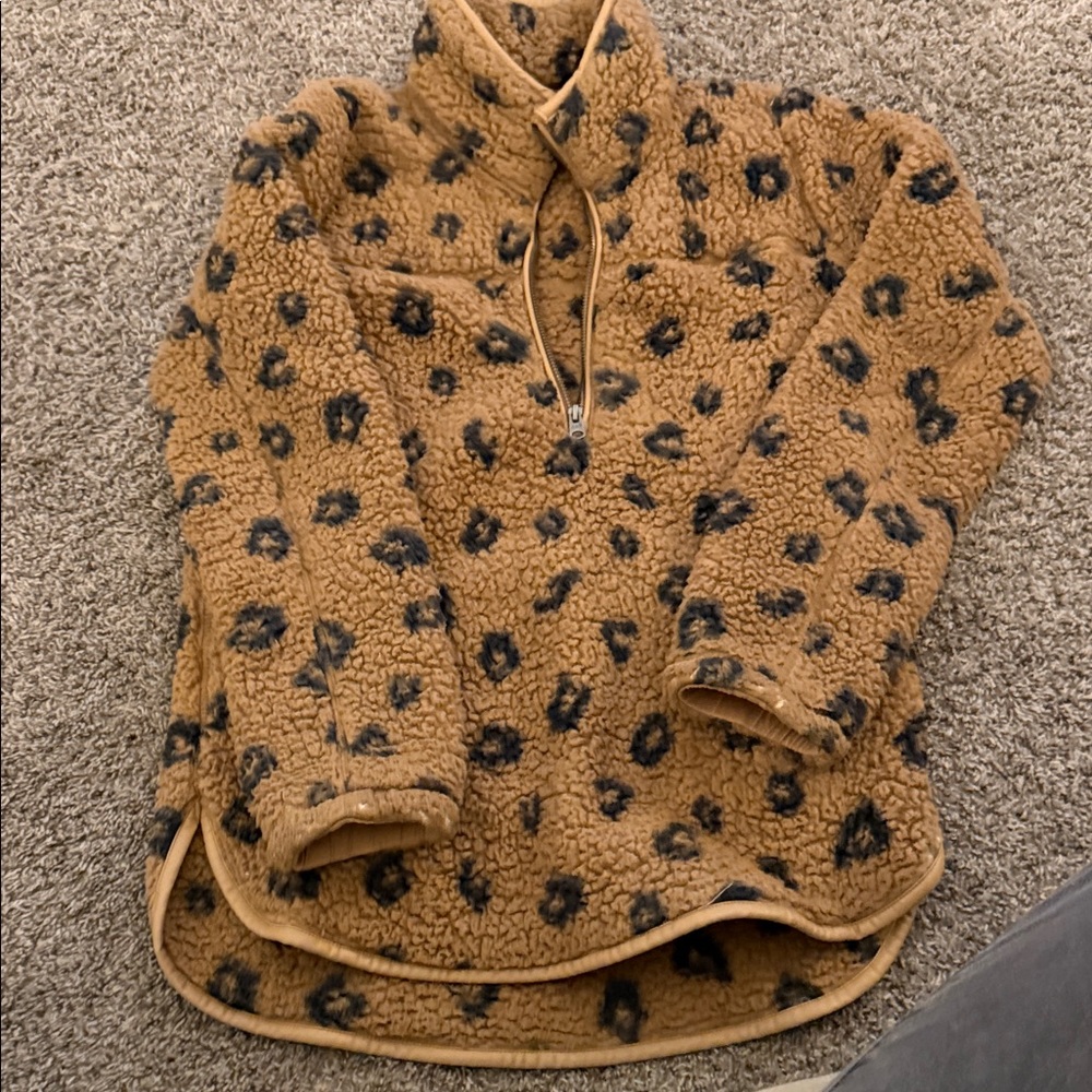 Abercrombie & Fitch Adult Tan Leopard Fleece Jacket